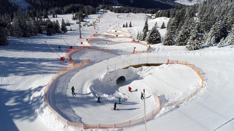 Skifahrer im Funslope